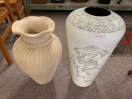 2 Large Floor Standing Ceramic Vases