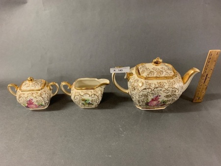 3 Piece Vintage Sadler Crinoline Lady Tea Set