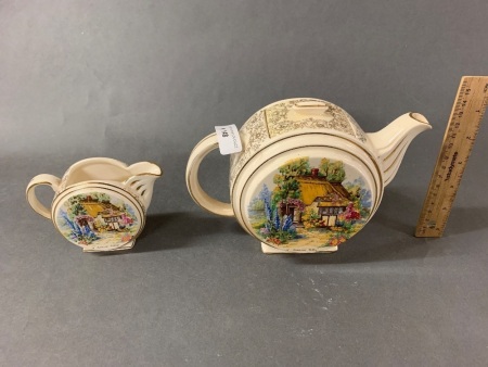 2 Pieces of Vintage Sadler Cottages Tea Set