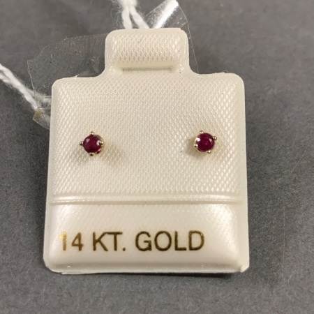 Pair of 14KT Gold and Ruby Earrings