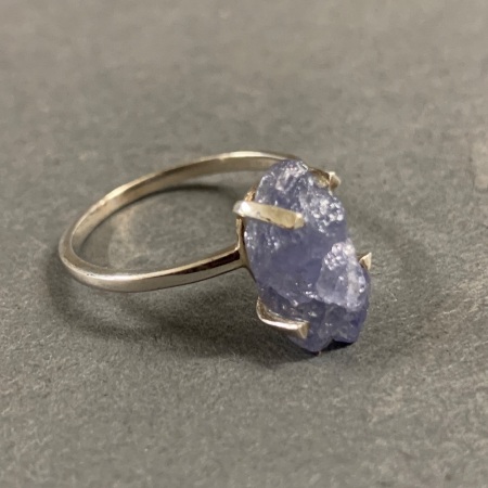 Sterling Silver Ring with Natural Uncut Tanzanite