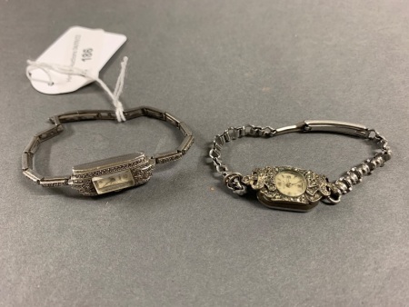 2 Vintage Marcasite Watches - 1 Working