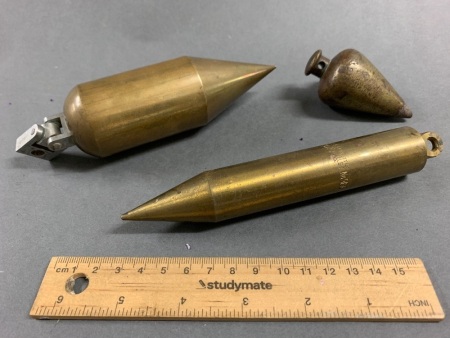 3 Vintage Brass Plumb Bobs