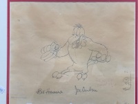 Antique Framed Original 1945 Tom & Jerry Production Drawing Flirty Birdy signed by William Hanna & Joseph Barbera - 2