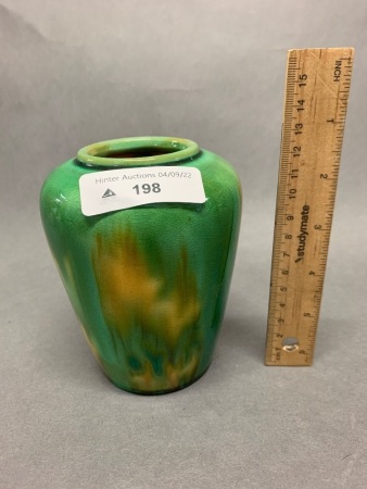 Vintage Australian Drip Glazed Pottery Vase Incised McHugh Tasmania 1935