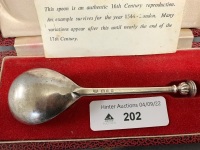 Boxed Sterling Silver Reproduction Seat Top Spoon - App. 31.2g - 3