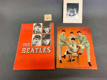 Asstd Beatles Memorabilia inc. 1964 Studio Photo, Program, Ticket and Signed Photo of Paul