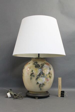 Large Floral Porcelain Lamp and Shade