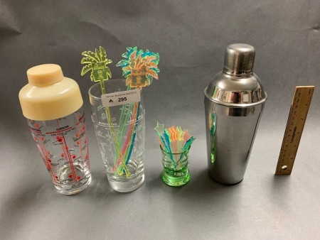 Asstd Lot of Cocktail Shakers and Barware