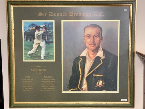 Large Framed and Mounted Career Record of Don Bradman