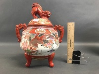 Chinese 2 Handled Urn on 3 Feet - Signed