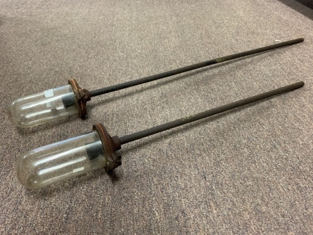 Pair of Vintage Glass Domed Lights on Steel Shafts