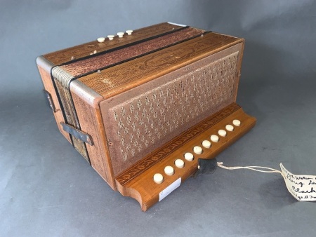 Vintage German Hohner Pressed Timber Button Accordion