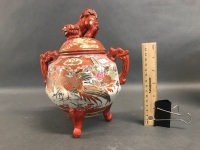 Chinese 2 Handled Urn on 3 Feet - Signed - 3