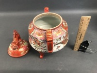 Chinese 2 Handled Urn on 3 Feet - Signed - 6