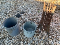 2 Grey Buckets + Iron Brazier