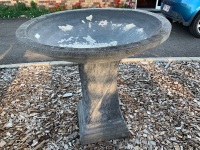 Large Carved Basalt Bird Bath/Planter - Holes Drilled in Bowl - 2