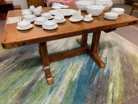 Thick Recycled Kauri Pine Refrectory Dining Table