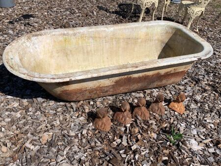 Vintage Cast Iron Enameled Bathtub with 5 Claw Feet - (as is)