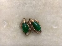 Jade and Gold Stud Earrings in Box