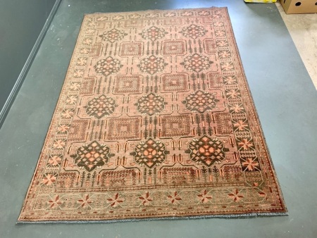 Large Pakistani Wool Rug in Browns with Geometric Design