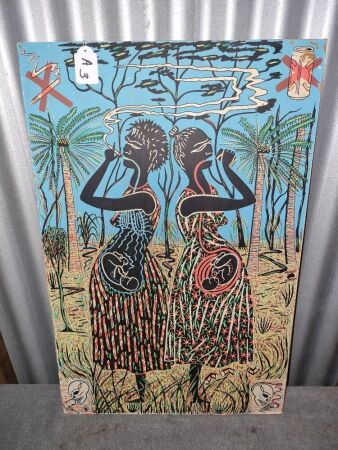 VINTAGE ABORIGINAL GOVERNMENT SIGN 725 X 425 (ON BOARD) - CONDITION VERY GOOD