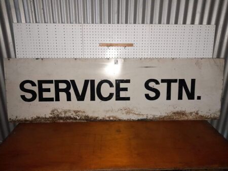 VINTAGE SERVICE STN HAND PAINTED SIGN - 2400 LONG X 600 HIGH - CONDITION FAIR