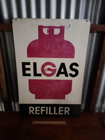 DOUBLE SIDED SWINGING ELGAS REFILLER SIGN - 600W X 900H - CONDITION GOOD