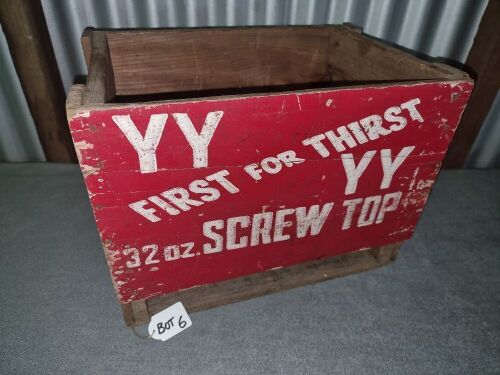 YY CORDIALS 32OZ SCREW TOP TIMBER CRATE - CONDITION GOOD