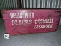 SLACKS CORDIALS CESSNOCK NSW TIMBER CRATE (HOLD 10 oz BOTTLES) - CONDITION GOOD - 2