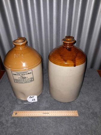 VINTAGE NO. 1 SUDDETHSMOKE MIXTURE DEMIJOHN + R. FOWLER SYDNEY MAKER. 2 MARKS. 310H X 180W - CONDITION GOOD