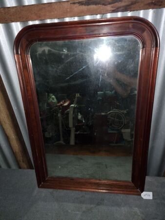 VINTAGE TIMBER FRAMED MIRROR - 825X570 - CONDITION FAIR