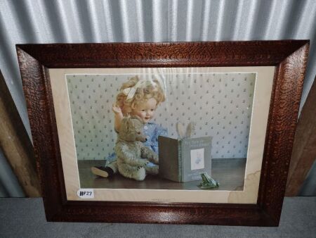 SILKY OAK FRAME / CHILDS PRINT 720X540 - CONDITION FAIR