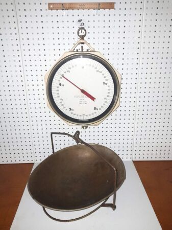 VINTAGE HANGING SCALES. MADE IN AUSTRALIA - CONDITION FAIR