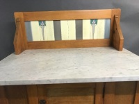 Marble Topped Washstand with Original Tiled Splashback - 5