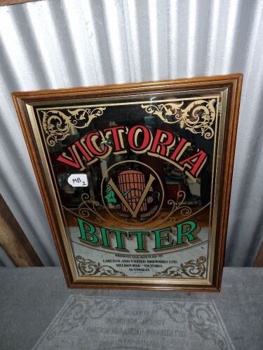 VICTORIA BITTER FRAMED MIRROR - 655 X 510 - CONDITION VERY GOOD