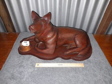 HAND CARVED KELPIE CATTLE DOG - 550 LONG X 300 HIGH - CONDITION VERY GOOD