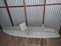 HANDMADE FOLDING CANOE. ALUMINIUM/CANVAS 2300L X 740W. PLUS PADDLE - CONDITION GOOD