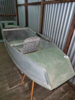 HANDMADE FOLDING CANOE. ALUMINIUM/CANVAS 2300L X 740W. PLUS PADDLE - CONDITION GOOD - 4