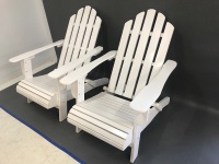 2 White Folding Adirondack Style Chairs - 2