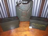 1958 RHEEM AUSTRALIA JERRY CAN, 2 X AMMO BOXES - CONDITION GOOD