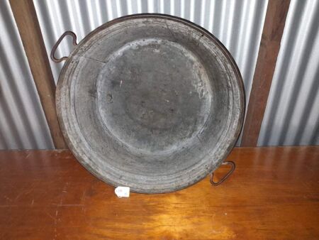 VINTAGE GALVANISED WASH TUB - STEEL BANDED - 620 X 260 - CONDITION GOOD