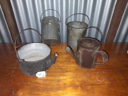 4 X BILLY CANS (VINTAGE) 2 WITH SPOUTS - CONDITION FAIR