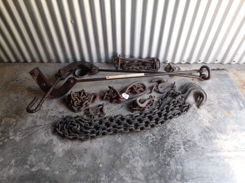 ANTIQUE HEAVY HORSE / TIMBER INDUSTRY, BULLOCK TEAM HARDWARE / CHAINS - CONDITION