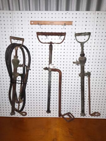 3 X BRASS/STEEL STIRRUPPUMPS - CONDITION FAIR