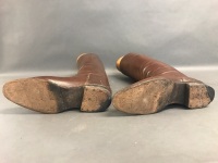 Vintage High Top Leather Riding Boots & Carved Timber Stretchers - 4