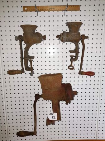 3 X VINTAGE MEAT MINCERS, J.P VAN GELDER and CO SYDNEY, (COMMERCIAL MINCER), MAJOR AND BEATRICE MINCERS. - CONDITION FAIR