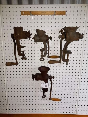 4 X VINTAGE MEAT MINCRS. - CONDITION FAIR