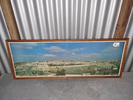 PRINT THE OLD CITY OF JERUSALEM GLASS 1045 X 355 - CONDITION VERY GOOD