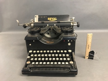 Vintage Royal Typewriter with Unusual Bevelled Glass Panel